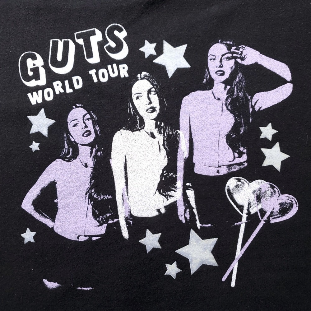 Olivia Rodrigo GUTS World Tour Hoodie Men M Black Concert Merch 2024 Pop Y2K